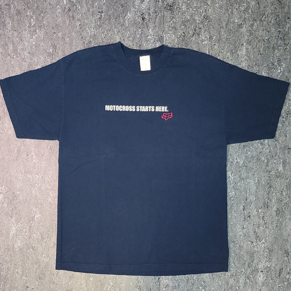Y2k. Fox Motocross. USA Fabric. "Motocross Starts Here" Men's XL Tee-shirt